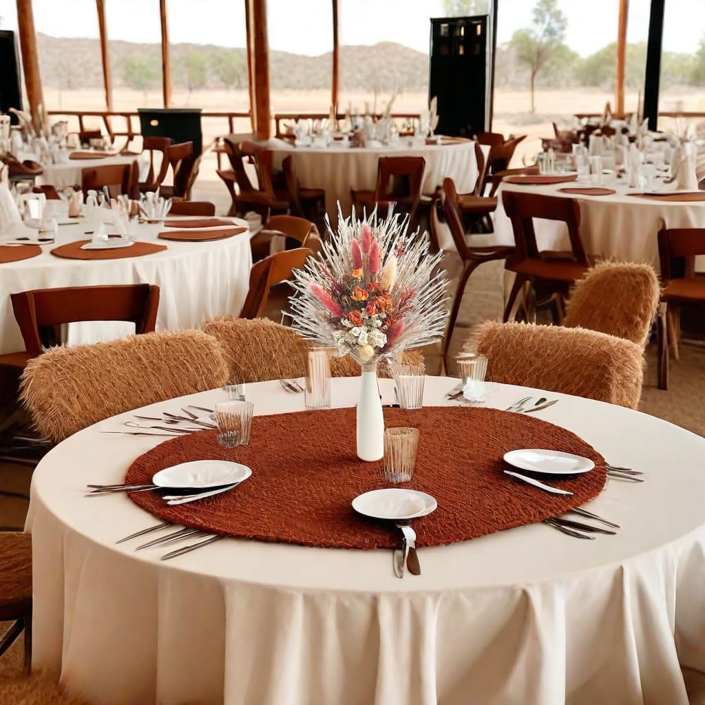 Dried Flowers with Vase,Dried Pampas Grass Bouquet, Wedding Table Decor, Boho Home Decor, Fall Wedding Decorations, Farmhouse Party Table Centrepieces. (Fall)