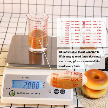 Ackers 4 Oz Glass Measuring Cup,Borosilicate Shot Glass with V-Shaped Spout-Red Line