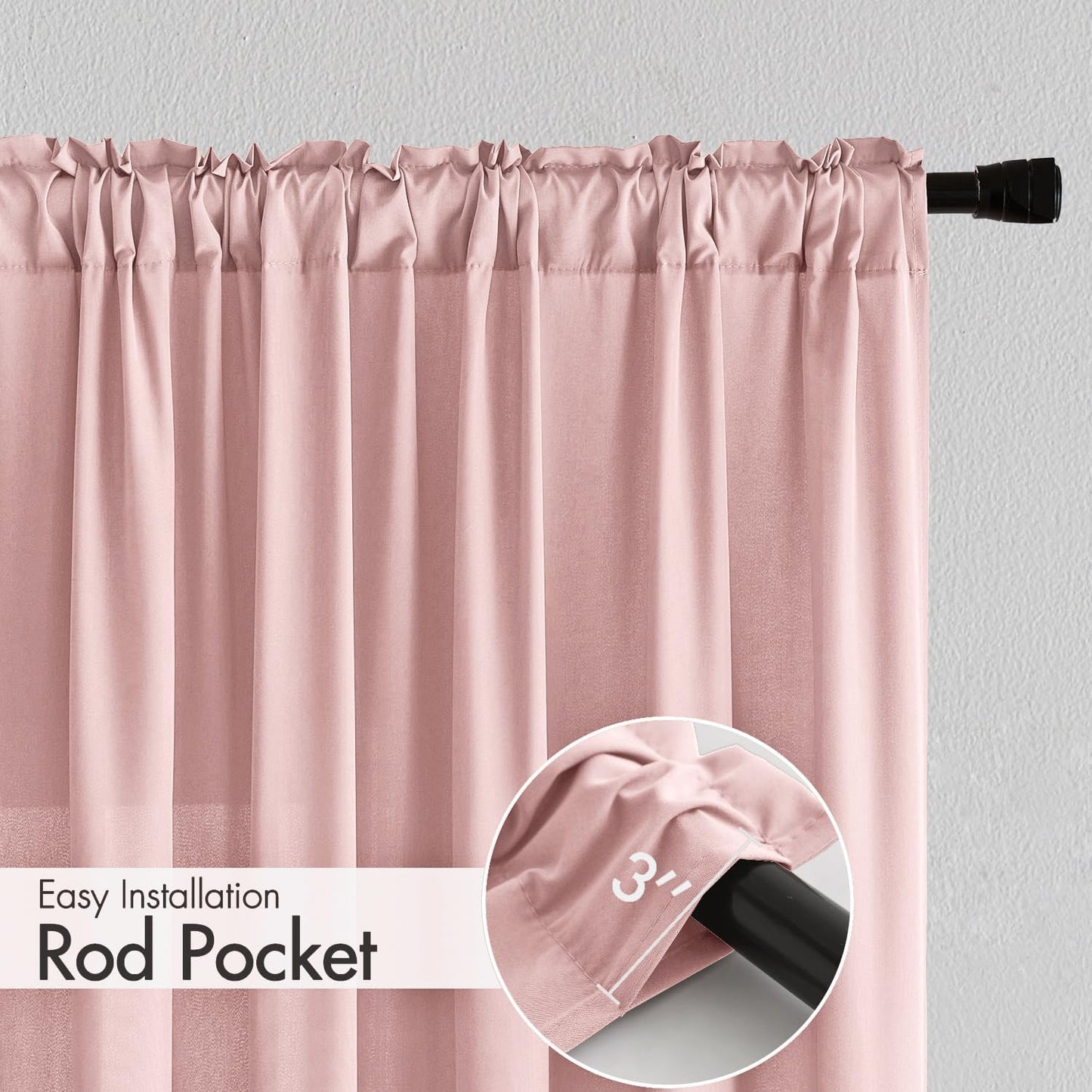 Baby Pink Privacy Sheer Curtains That Let Light in 84 Inches Long Non-See-Through Semi Sheer Curtain Light Filtering Window Curtains Drapes for Living Room Bedroom 2 Panels Set