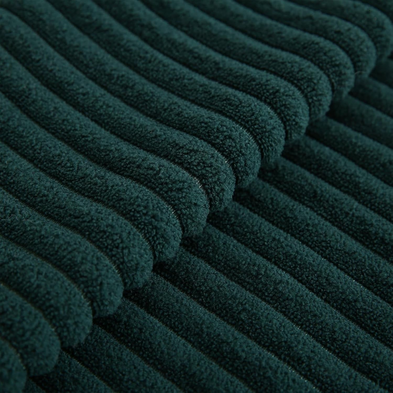 Corduroy Dark Green Throw Pillow Covers Set of 2 Striped Boho Decorative with Edge Design,Super Soft Throw Pillow Cushion Covers for Couch Sofa Living Room Solid Square 18×18Inch/45Cm×45Cm