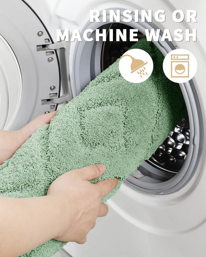 Bathroom Rugs Mat, Extra Soft Fluffy and Absorbent Microfiber Bath Rugs, Non Slip Plush Shaggy Shower Rug, Machine Washable Mats for Bathroom Floor, Tub and Laundry, 32"X20", Sage Green
