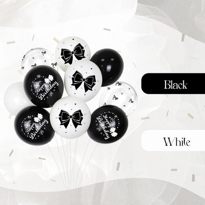 60Pcs Black Bow Balloons 12Inch with White Black Clear Bow Balloons for Coquette Black and White Birthday Party Decorations