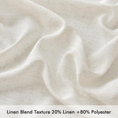 Ivory Cream Linen Back Tab Curtains 63 Inch Length 2 Panels Set, Semi Sheer Light Filtering Privacy Drapes for Modern Farmhouse Living Room Bedroom, Neutral Textured Pinch Pleated Look Window Curtains