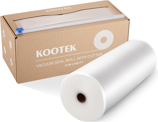 11" X 150' Vacuum Sealer Bags Roll for Food with Cutter Dispenser, Commercial Grade Vacuum Seal Bags, BPA Free, Customized Size Food Bags for Storage, Meal Prep and Sous Vide