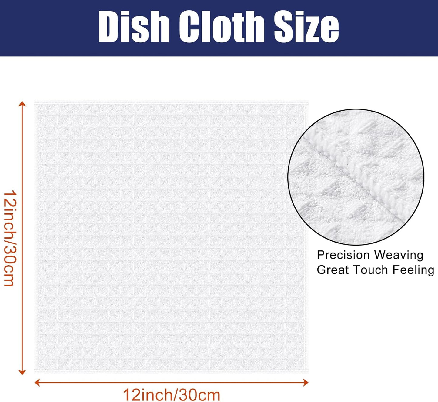 Microfiber Waffle Weave Kitchen Dish Cloths, 12 X 12 Inch Ultra Absorbent and Solid Color Dish Towels for Kitchen Fast Drying Dishcloth for Washing Dishes, 6 Pack, White