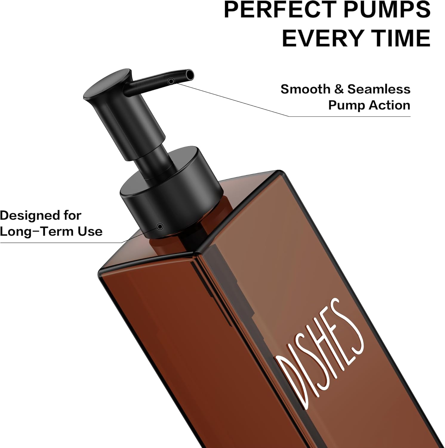 Dish Soap Dispenser, 12 Fl Oz Dual Kitchen Soap Dispensers with Sponge Holder, Plastic Pump Amber Glass Bottle Kitchen Soap Dispenser Set, Modern Hand and Dish Soap Bottle Set Removable