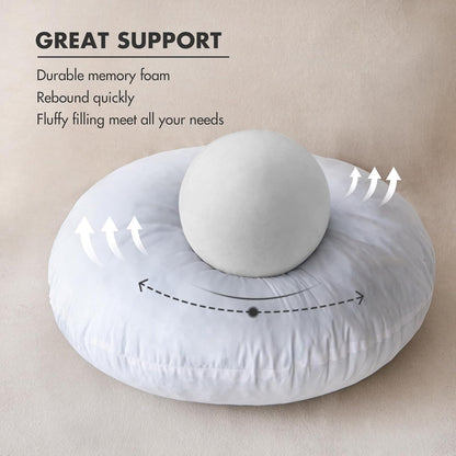 14 Inch round Pillow Insert, Floor Pillow Memory Foam Circular Cushion Decorative Throw Pillow Stuffer Lumbar Sham Forms for Couch Bed Sofa Meditation