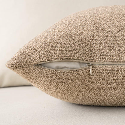 18X18 Inch Decorative Pillow Covers for Couch Bed Set of 2 Textured Boucle Neutral Throw Pillows Khaki Accent Solid Cushion Pillowcase Cozy Soft Sofa Livingroom Home Decor
