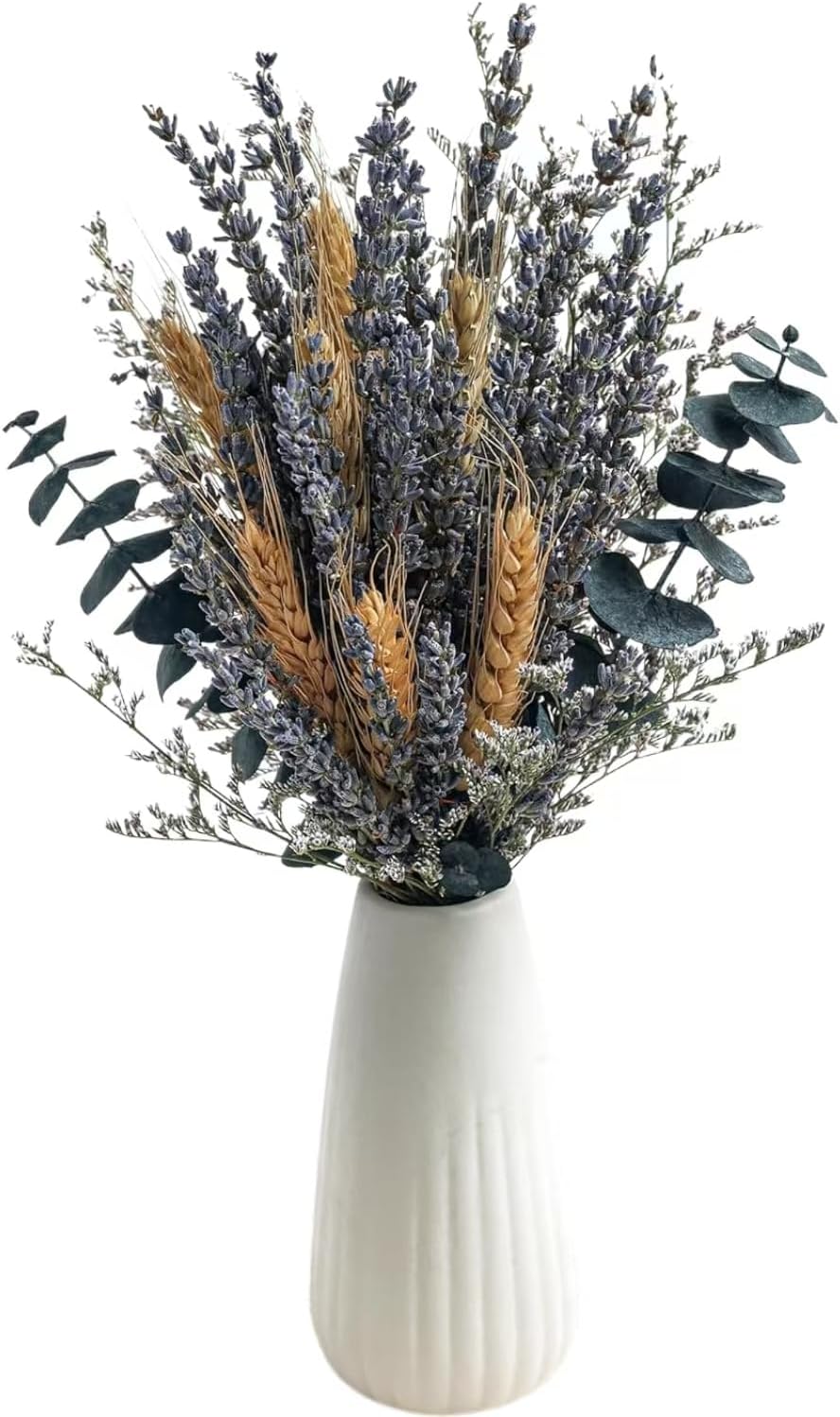 Lavender Bouquets with Vases, Dried Flower Bouquets with Ceramic Vases, Wedding Party Decorations, Farmhouse Decorations, Wedding Table Centerpieces (Lavender)