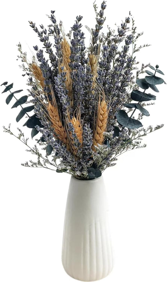 Lavender Bouquets with Vases, Dried Flower Bouquets with Ceramic Vases, Wedding Party Decorations, Farmhouse Decorations, Wedding Table Centerpieces (Lavender)