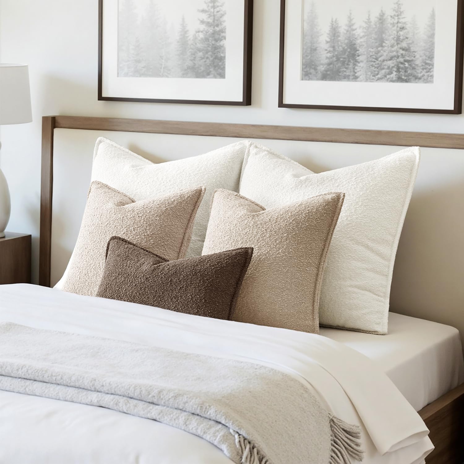 Pack of 2 Decorative Textured Boucle Throw Pillow Covers 12X20 Inch Dark Brown Broadside Thick Boho Lumbar Pillows for Farmhouse Accents Sofa Couch Bedroom Living Room Home Decor