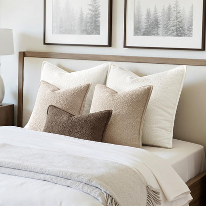 Pack of 2 Decorative Textured Boucle Throw Pillow Covers 12X20 Inch Dark Brown Broadside Thick Boho Lumbar Pillows for Farmhouse Accents Sofa Couch Bedroom Living Room Home Decor