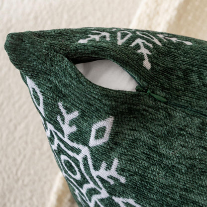 Christmas 2 Pack Dark Green Chenille Throw Pillow Covers Soft Pillow Cases with Snowflake Embroidery Morden for Holiday Decoration Sofa Couch Bedroom Home Decor,18X18 Inch