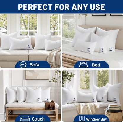 12X20 Throw Pillow Inserts Set of 2, High Support Decorative Pillow Forms for Bed and Couch, 100% Virgin Fiber Filling