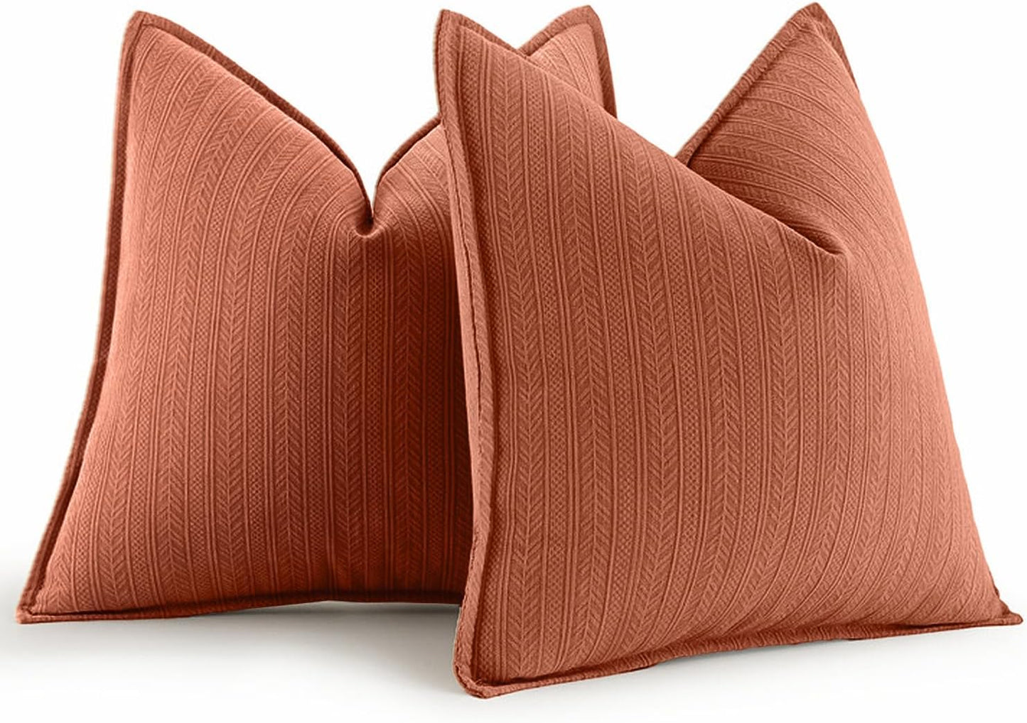 Pack of 2 Rust Decorative Pillow Covers 20X20 Soft Chenille Couch Throw Pillows Farmhouse Cushion Covers with Elegant Design for Home Decor Sofa Bedroom Living Room
