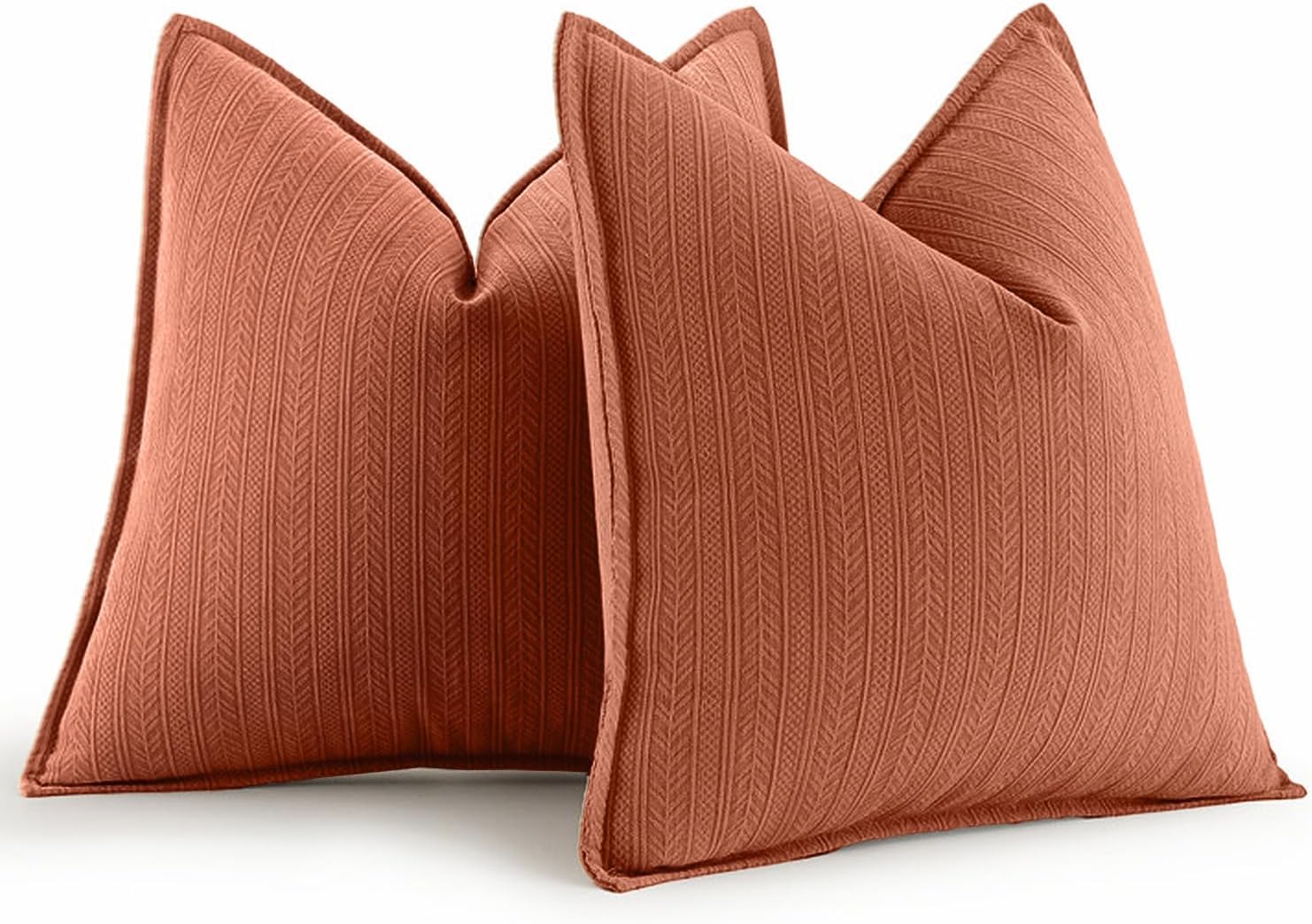 Pack of 2 Rust Decorative Pillow Covers 20X20 Soft Chenille Couch Throw Pillows Farmhouse Cushion Covers with Elegant Design for Home Decor Sofa Bedroom Living Room