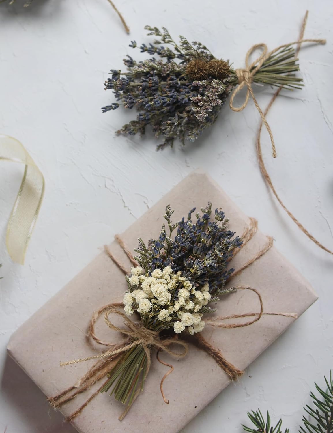 12Pcs Lavender Bouquet, Mini Dried Flower Bouquet, Groom & Best Man Corsage. (Lavender)
