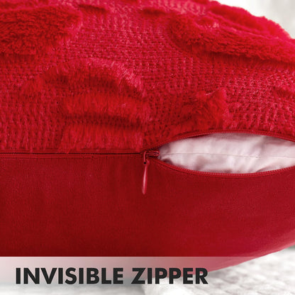 Christmas Pillow Covers 18X18 Inch Red Winter Pillow Covers Set of 2 Decorative Festival Soft Fluffy Snowman Pillowcases for Home Decors Couch Sofa Livingroom Bed