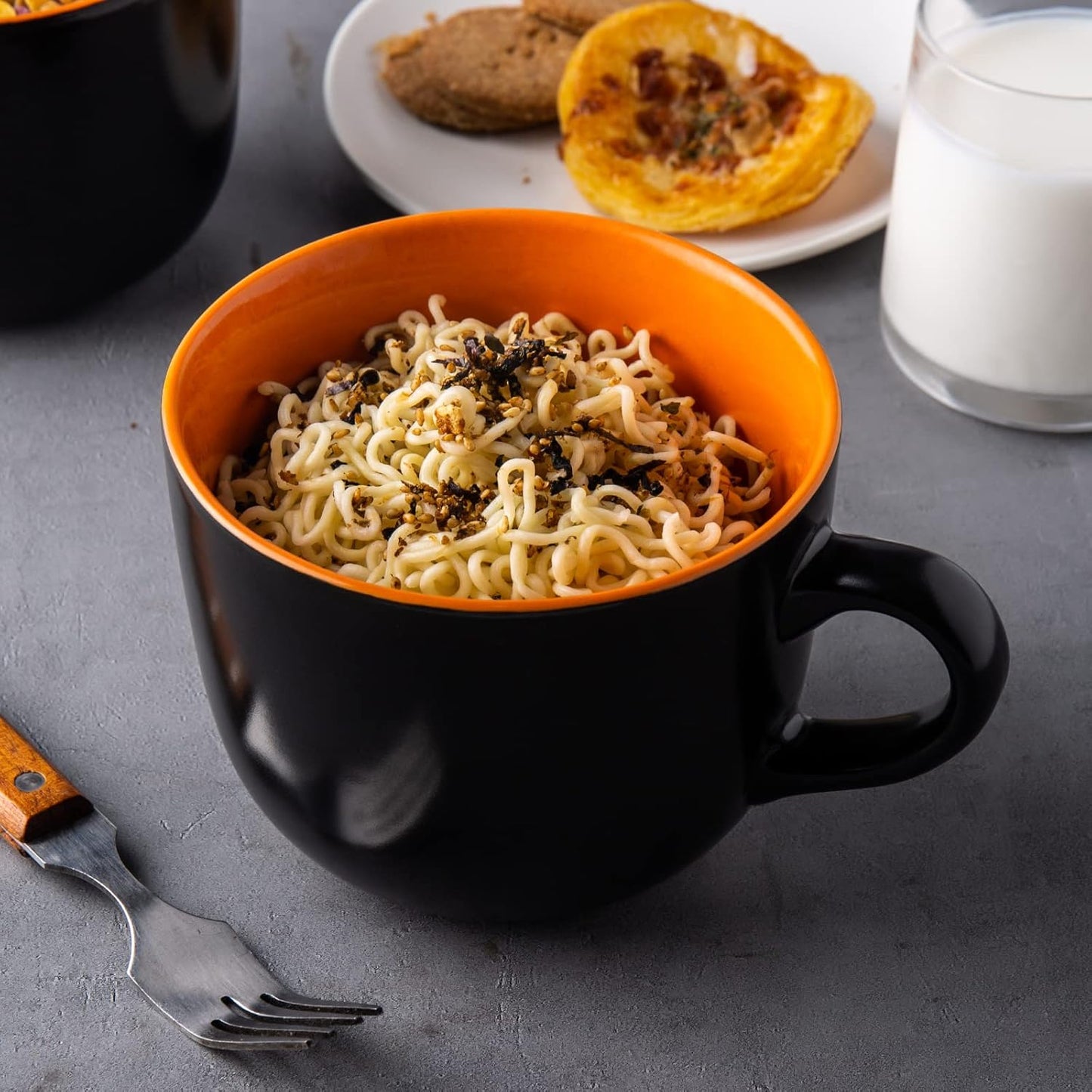 Ceramic Soup Mugs with Vented Lid, 24 Oz Capacity, Set of 4 in Orange - Versatile for Soup, Coffee, Cereal, Salad, Noodles, and Tea, Microwave and Dishwasher Safe