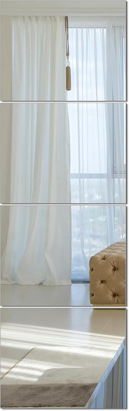 Full Length Wall Mirror Tiles, Gym Mirrors 12" X 15" X 4Pcs Square Wall Mounted Mirror, Frameless Mirror Tiles for Home Gym, Bedroom, Door