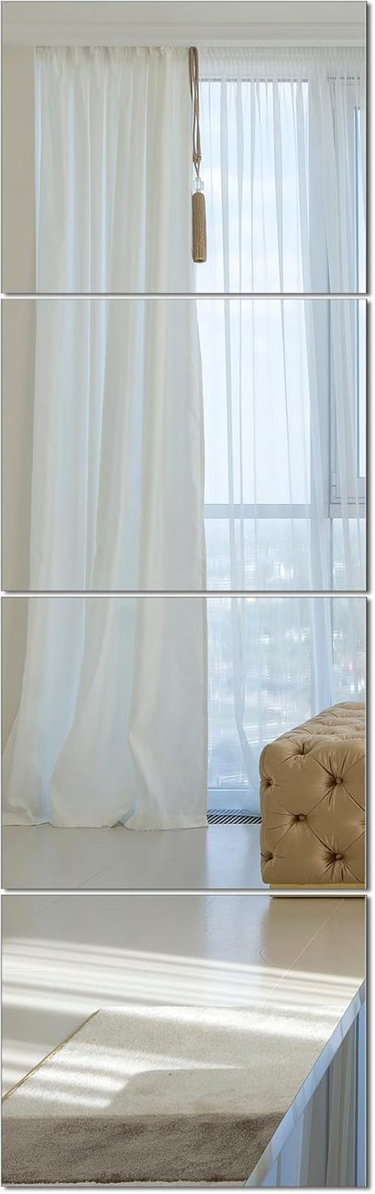 Full Length Wall Mirror Tiles, Gym Mirrors 12" X 15" X 4Pcs Square Wall Mounted Mirror, Frameless Mirror Tiles for Home Gym, Bedroom, Door