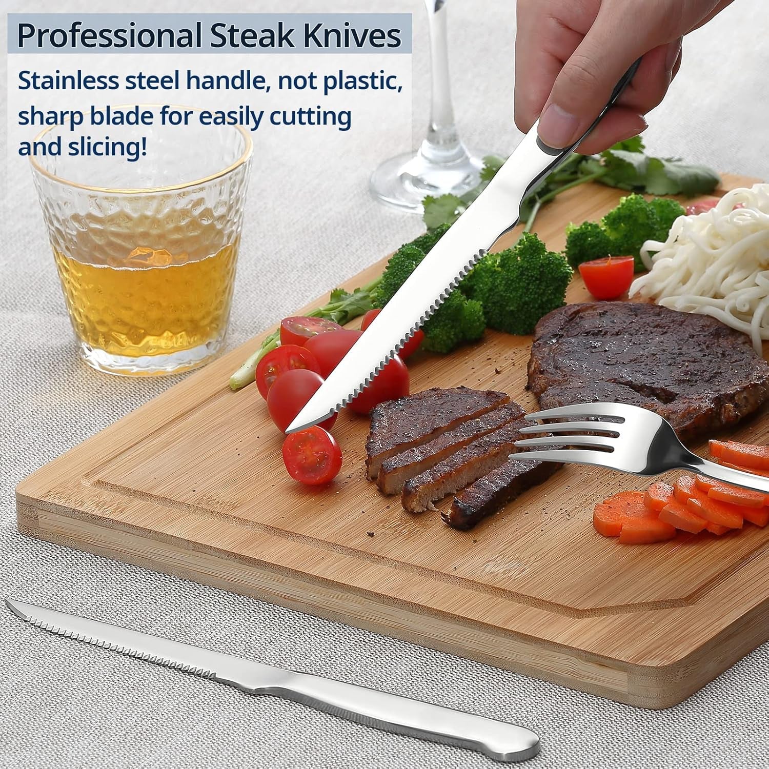 20-Piece Silverware Set Service for 4, Food Grade Stainless Steel Flatware Cutlery Set Kitchen Utensils Set with Steak Knives for Home Restaurant Hotel, Mirror Polished