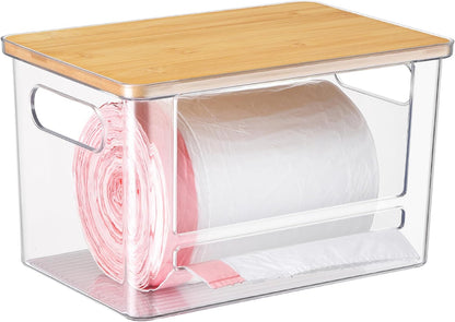 4 Pcs Extra Large Trash Bag Dispenser & Laundry Containers, Wall Mounted Clear Laundry Pods Container Dryer Sheet Holder with Lids for Laundry Room Organization and Storage