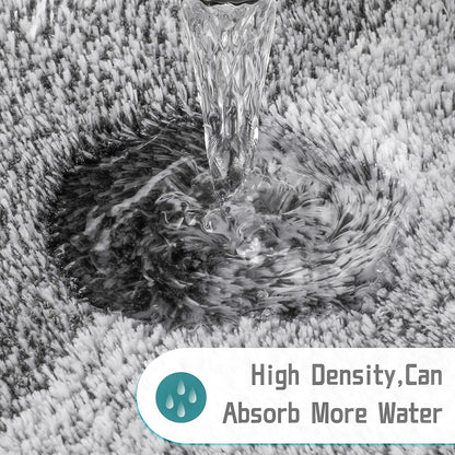 Bathroom Rugs Mat, Luxury Soft Comfortable Plush Absorbent Microfiber Bath Rugs, Extra Thick Non Slip Shaggy Shower Rug, Machine Wash, Bath Carpet for Bathroom Floor, Tub, 24"X17", Grey