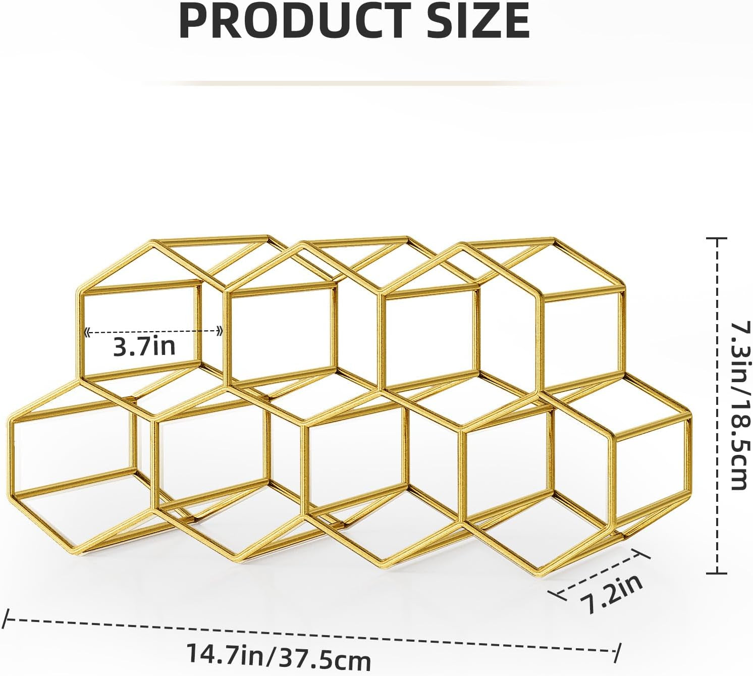Small Gold Wine Rack 9 Bottle Holder Countertop - No Need Assembly Modern Metal Wire Wine Storage for Counter Top Table Top Coffee Bar Kitchen