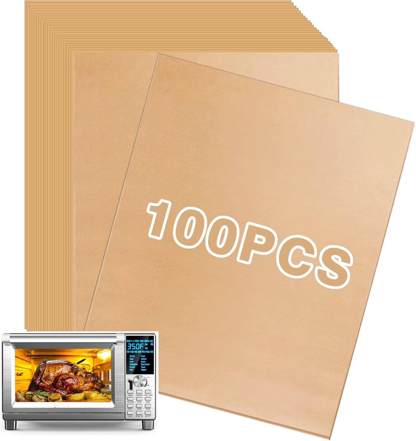 Air Fryer Liners Disposable,100Pcs Parchment Paper Sheets Compatible with Nuwave Bravo Air Fryer Toaster Smart Oven, Air Fryer Accessories for Nuwave 12-In-1 30Qt Oven