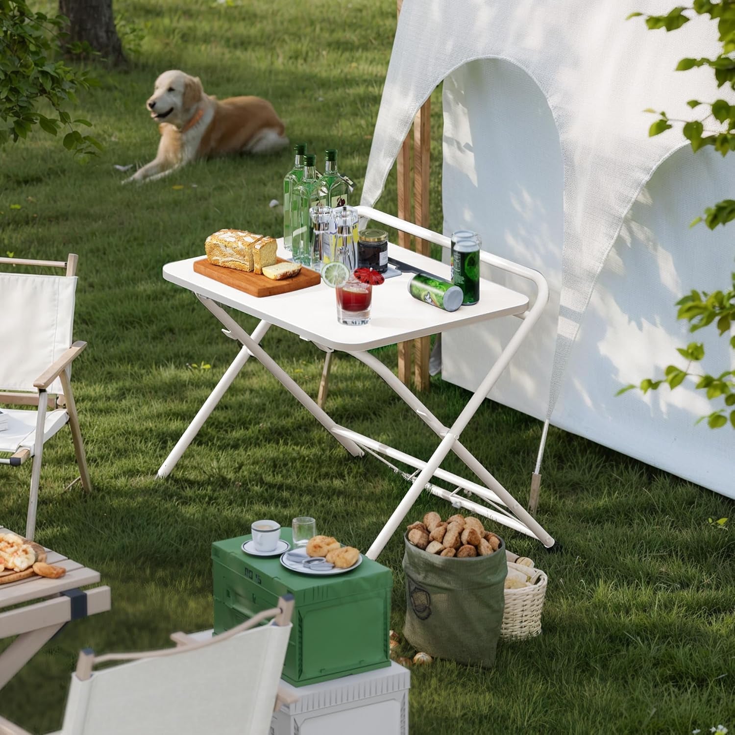 Folding Desk with Adjustable Height and Tablet Slot, 24-Inch Space-Saving Computer Desk for Home Office, Bedroom, and Study, White