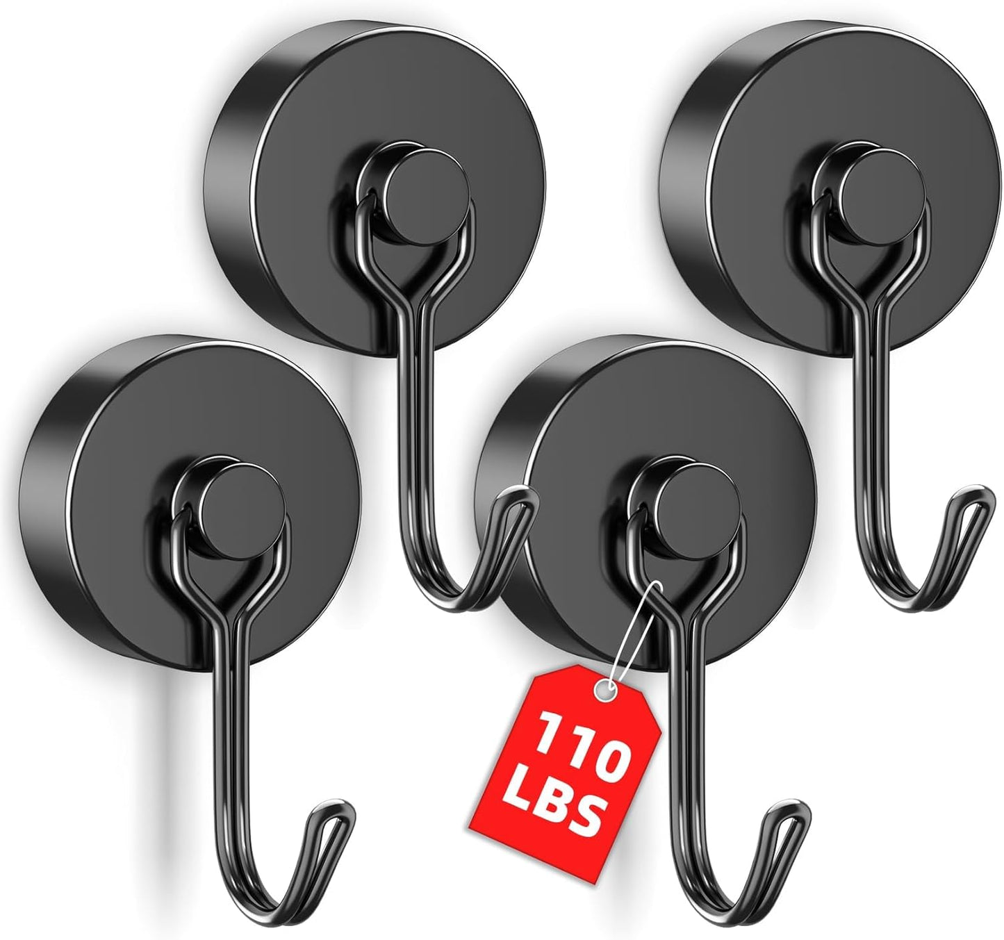 Heavy-Duty 4-Pack 110LBS Magnetic Hooks - Essential Cruise Cabin Accessories, Versatile Swivel Hooks for Kitchen, Garage, Classroom, and Grill