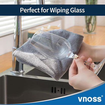 Microfiber Cleaning Cloth, Pack of 12 Cleaning Rag, Cleaning Towels with 4 Color Assorted, Grey,12"X12"