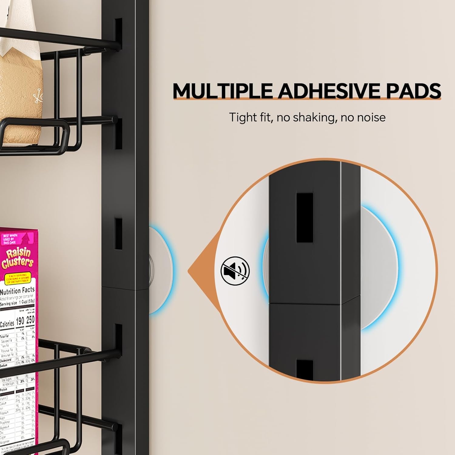 over the Door Pantry Organizer, 8-Tier Adjustable Spice Rack Cabinet Door Shelves, Hanging Seasoning Organizer for Kitchen Bathroom, Laundry Room Organization, Black