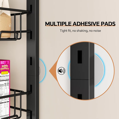 over the Door Pantry Organizer, 8-Tier Adjustable Spice Rack Cabinet Door Shelves, Hanging Seasoning Organizer for Kitchen Bathroom, Laundry Room Organization, Black