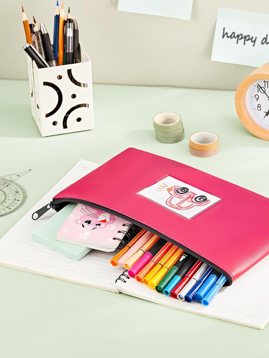 5-Pack Money Bags with Zipper, PU Leather Bank Deposit Bags, Waterproof Money Pouch for Organize Cash, Coins, Cosmetics, Invoice, Bills, Tools, 11.5 X 6.2 Inches, Macaroon Colors