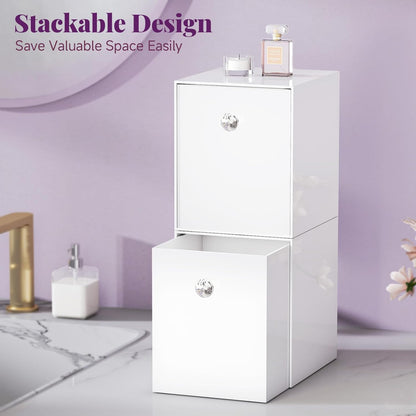 Clean Skin Club Face Towels Holder - Stackable Acrylic Organizer Compatible with Clean Skin Club Towel XL, Bathroom Vanity, Dresser Holder, Dustproof Multipurpose for Makeup, Skincare, White