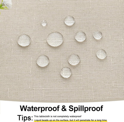 Rectangle Table Cloth Linen Textured, Waterproof Spillproof Anti-Wrinkle Burlap Tablecloth, Washable Decorative Fabric Table Cover for Dining, Party, Banquet, 52 X 70 Inch, Beige
