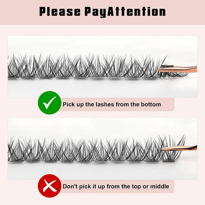 Cluster Lashes with Eyelash Applicator, Individual Lashes Natural Look, 40D DIY Eyelash Extensions with Soft Band, 144Pcs D Curl Long Eyelash Clusters(30D 40D, 8-16MIX)