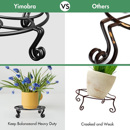 2 Pack Plant Stand for Flower Pot Heavy Duty Potted Holder Indoor Outdoor Metal Rustproof Iron Garden Container round Supports Rack for Planter (11.8Inches, Black)