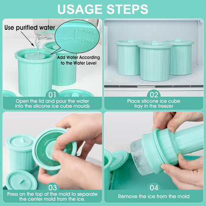 Ice Cube Tray for Owala Freesip Bottle 24-40Oz, No White Residue, Easy Fill and Release Ice Maker, 3 Pcs Silicone Ice Cube Molds for Chilling Cocktails, Whiskey, Drinks, Coffee