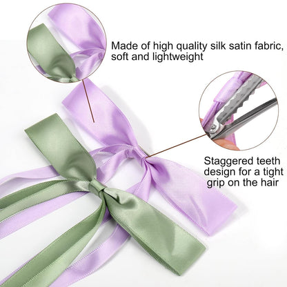 Hair Bows for Women,10 PCS Large Bow Hair Clips Tassel Ribbon Bowknot with Long Tail,Ribbon Hair Bows Barrettes for Thick Thin Hair,Nonslip Hair Accessories Christmas Birthday Gifts