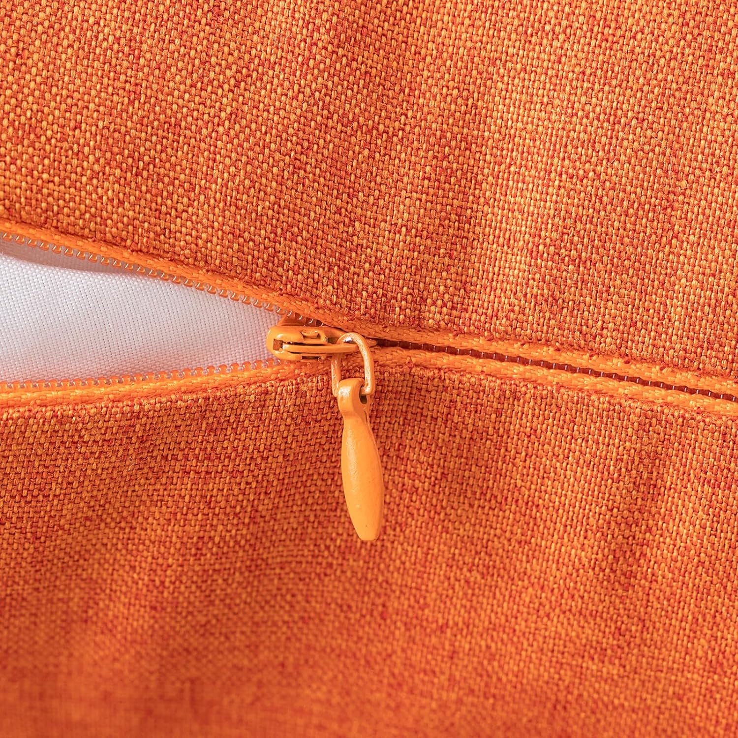 Pack of 2 Decorative Outdoor Solid Waterproof Fall Throw Pillow Covers Faux Linen Garden Farmhouse Cushion Cases for Summer Patio Tent Balcony Couch Sofa 18X18 Inch Bright Orange