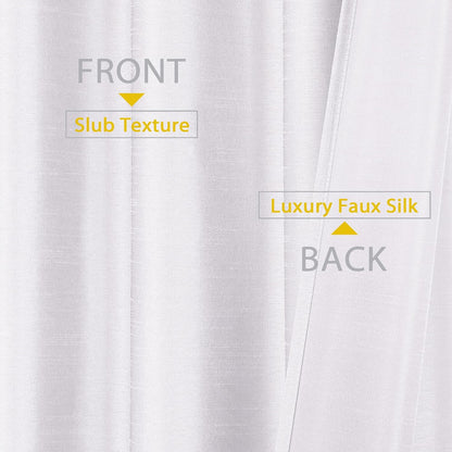 Uptown White Valance Curtains 14 Inch Length, Faux Silk Light Filtering Slub Fabric Rod Pocket Small Window Valance for Farmhouse Bedroom Basement Bathroom, 60Wx14L Inch