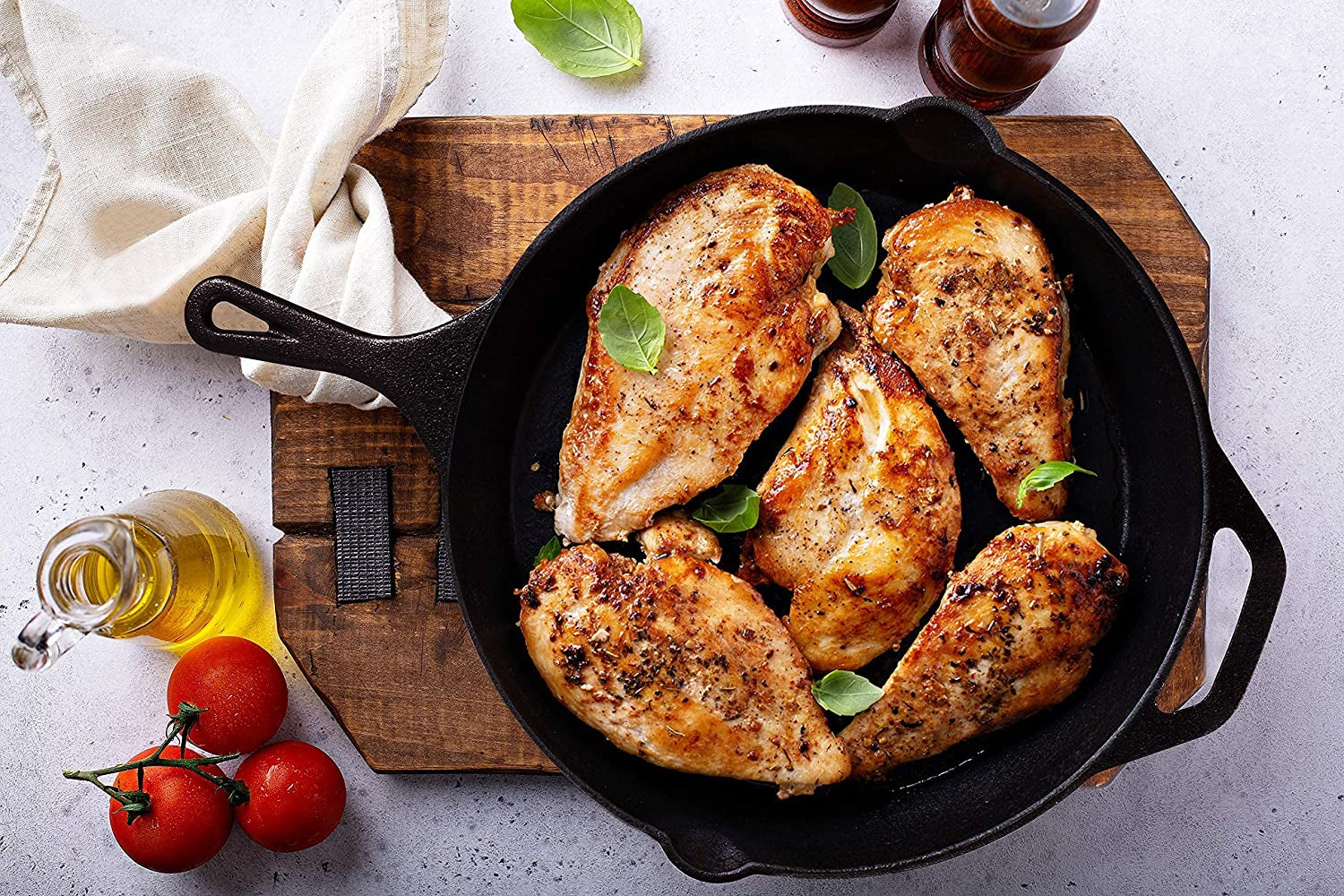 Cast Iron Frying Pan 12 Inch, Cast Iron Chefs Pan, Pre Seasoned Skillet, Safe Grill Cookware for Indoor & Outdoor Use, Black