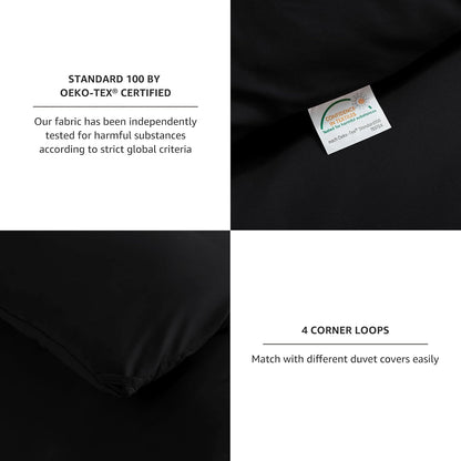 Queen Comforter Set Black, 3 Pieces Solid Queen Comforter Breathable Quilted Style Bedding Sets, Luxury Soft Microfiber down Alternative Comforter for All Season (1 Comforter & 2 Pillowcases)