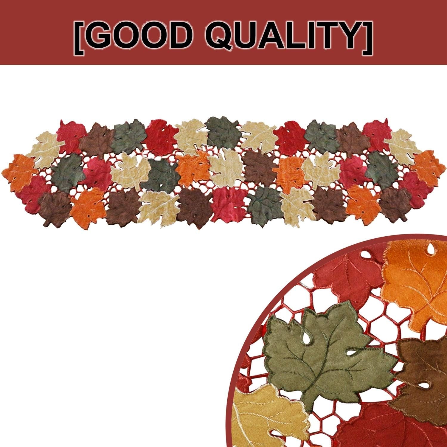 Fall Thanksgiving Table Runners, Fall Decorations for Home, 13Inch X 54Inch Embroidered Maple Leaves Table Runner for Harvest, Autumn Farmhouse Decorations for Home Settings, Machine Washable.