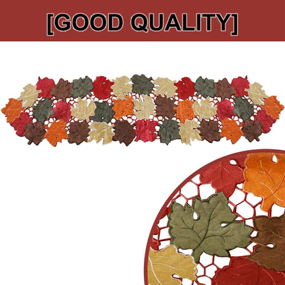 Fall Thanksgiving Table Runners, Fall Decorations for Home, 13Inch X 54Inch Embroidered Maple Leaves Table Runner for Harvest, Autumn Farmhouse Decorations for Home Settings, Machine Washable.