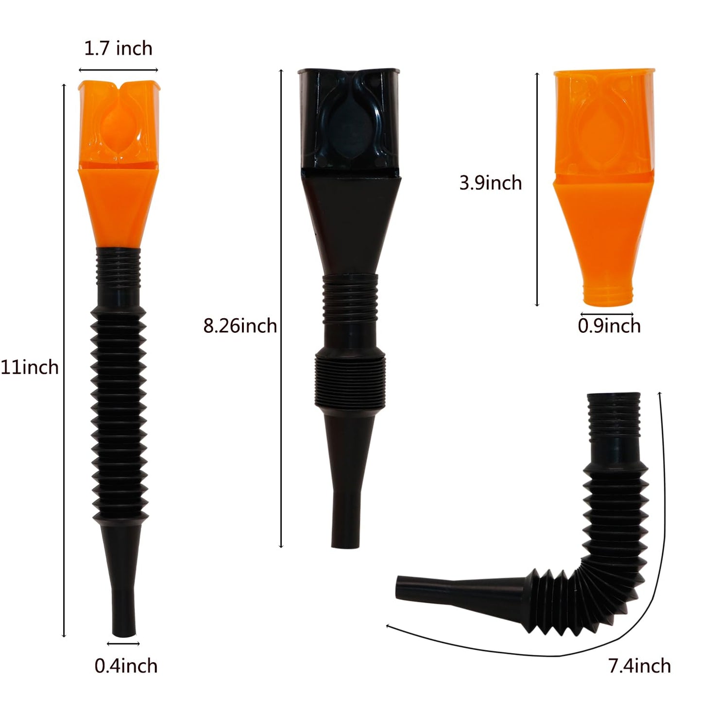 Funnels for Automotive Use Set of 10, Plastic Oil Funnel Set for Gasoline and Coolant, Fuel Funnel with Flexible Hose for Car, Large Funnels for Gas Transfer