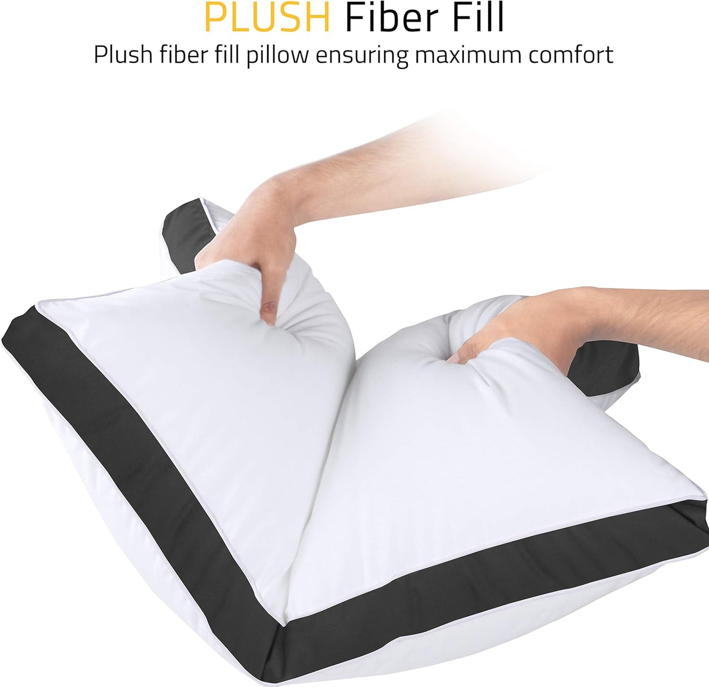 Bed Pillows for Sleeping Queen Size (Black), Set of 2, Cooling Hotel Quality, Gusseted Pillow for Back, Stomach or Side Sleepers